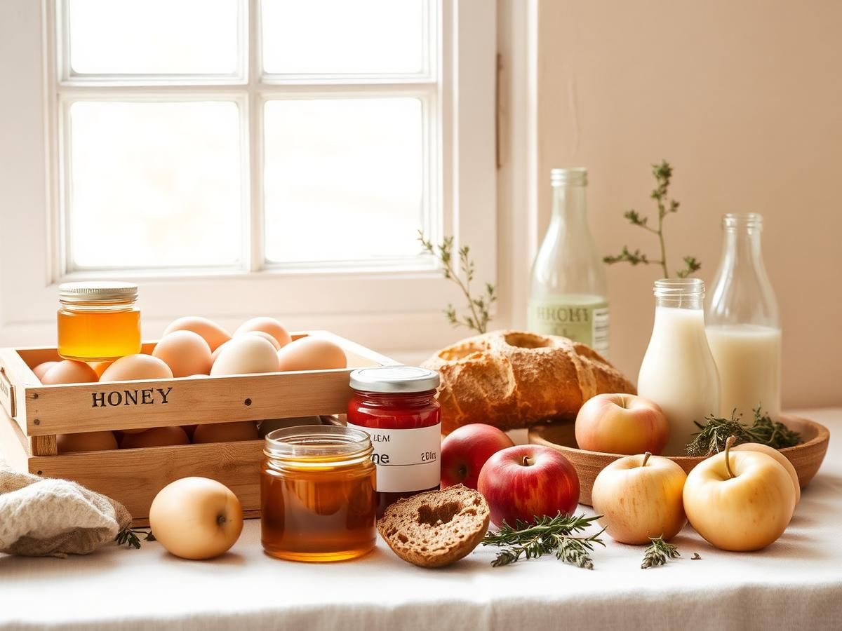 Regionale Produkte bei FEIN.: Honig, Eier, Brot, Milch und Äpfel